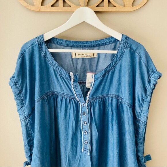 Free People Summer Love Top Blue Sz Medium - Picture 2 of 8
